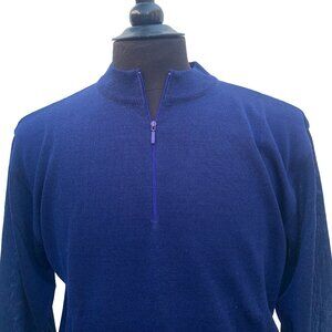 Mock Neck Sweater HENRI VALDISE Collection 100% Acrylic Cashmere Like Color Blue